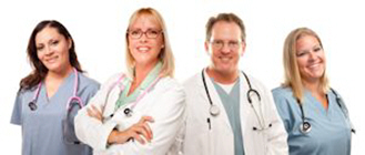 set of smiling male and female doctors or nurses set of smiling male and female doctors or nurses