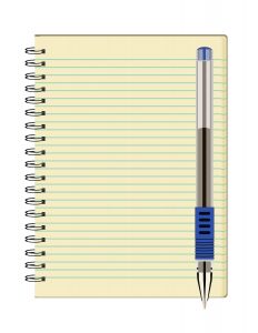 notebook and pen to record treatment schedule 232x300