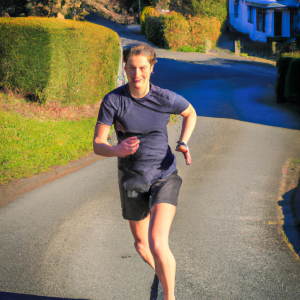 a professional appealing image of a caucasian man or woman jogging on a sunny day