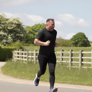 a professional appealing image of a caucasian man or woman jogging on a sunny day 449 300x300