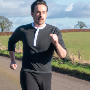 a professional appealing image of a caucasian man or woman jogging on a sunny day