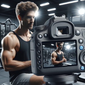 a photo realistic professionally appealing image of a good looking and athletic white man exercising in a gym