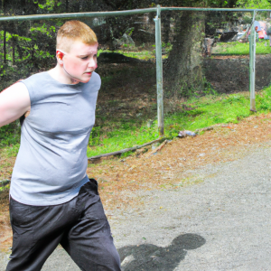 a professional appealing good looking and atheletic image of a caucasian man exercising or playing sports outside on a sunny day